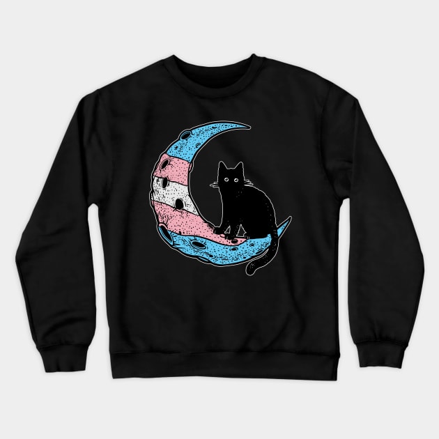 Transgender Moon Cat Crewneck Sweatshirt by Psitta